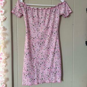 SHEIN Floral Pink Off-Shoulder Dress